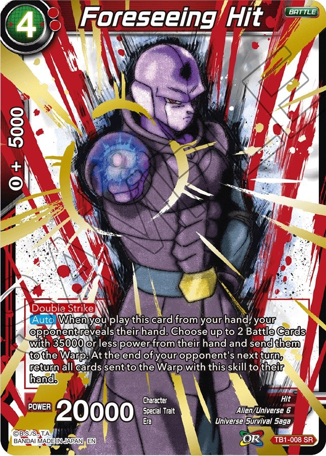 Image for Foreseeing Hit (Alternate Art) (Special Anniversary Set) (TB1-008) - Dragon Ball Super: Masters
