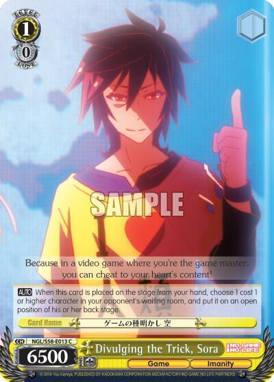 Image for Divulging the Trick, Sora (No Game No Life) (NGL/S58-E013 C) - Weiss Schwarz