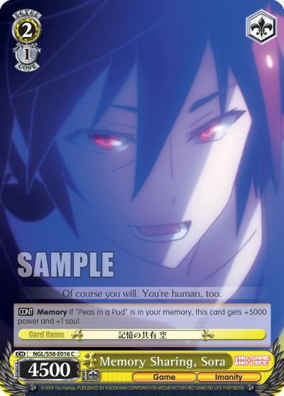 Image for Memory Sharing, Sora (No Game No Life) (NGL/S58-E016 C) - Weiss Schwarz