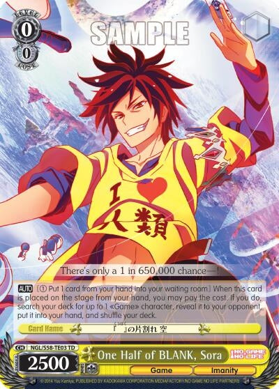 Image for One Half of BLANK, Sora (No Game No Life) (NGL/S58-TE03 TD) - Weiss Schwarz
