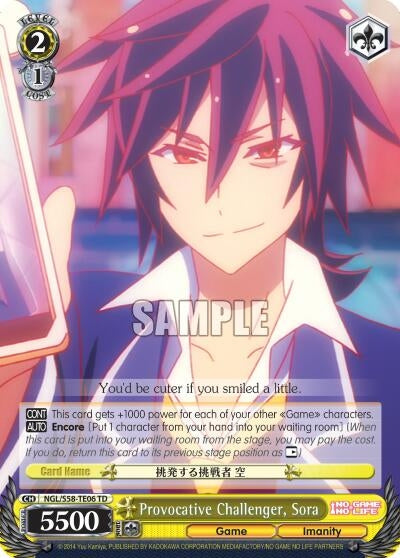 Image for Provocative Challenger, Sora (No Game No Life) (NGL/S58-TE06 TD) - Weiss Schwarz