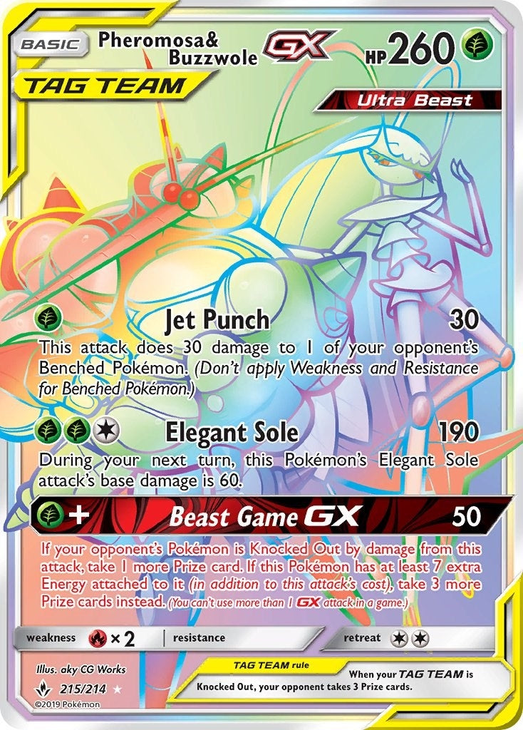 Image for Pheromosa & Buzzwole GX (Secret) (SM - Unbroken Bonds) (215/214) - Pokemon