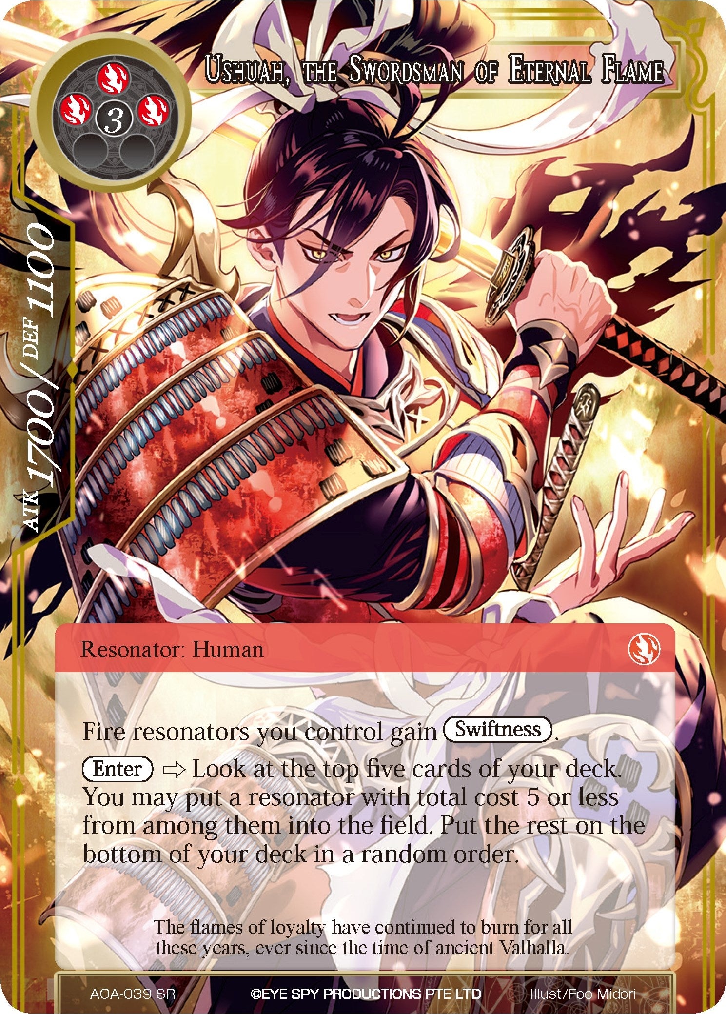 Image for Ushuah, the Swordsman of Eternal Flame (Awakening of the Ancients) (AOA-039) - Force of Will