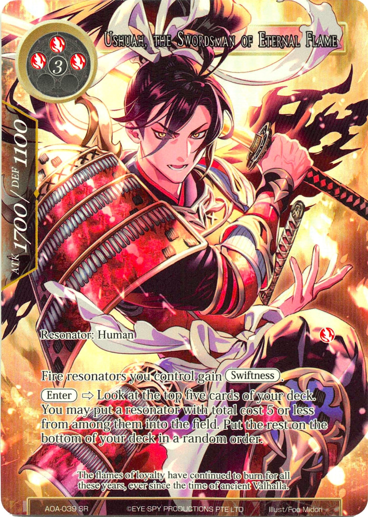 Image for Ushuah, the Swordsman of Eternal Flame (Full Art) (Awakening of the Ancients) (AOA-039) - Force of Will