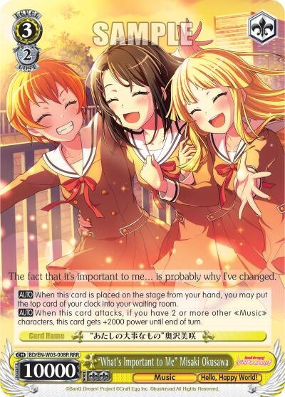 Image for "What's Important to Me" Misaki Okusawa (RRR) (BanG Dream! Girls Band Party! MULTI LIVE) (BD/EN-W03-008R RRR) - Weiss Schwarz