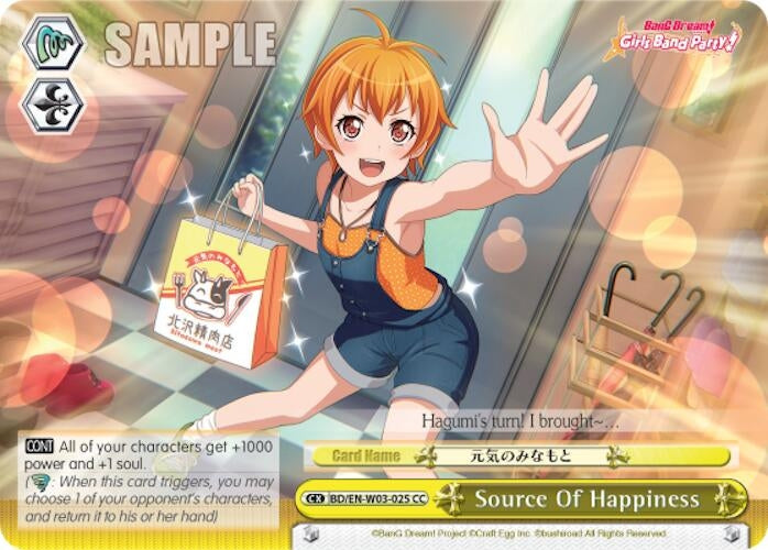 Image for Source of Happiness (BanG Dream! Girls Band Party! MULTI LIVE) (BD/EN-W03-025CC) - Weiss Schwarz