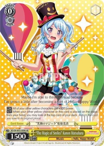 Image for "The Magic of Smiles" Kanon Matsubara (HR) (BanG Dream! Girls Band Party! MULTI LIVE) (BD/EN-W03-009H HR) - Weiss Schwarz