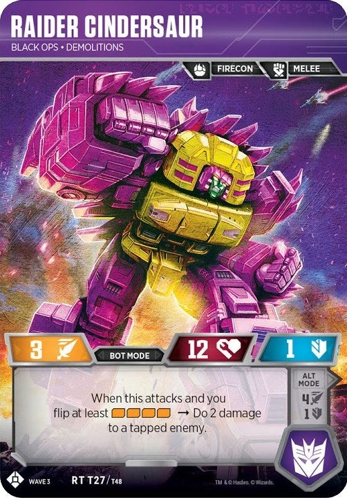 Image for Raider Cindersaur - Black Ops Demolitions (War for Cybertron: Siege I) (T27) - Transformers TCG