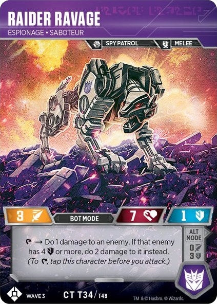 Image for Raider Ravage - Espionage Saboteur (War for Cybertron: Siege I) (T34) - Transformers TCG