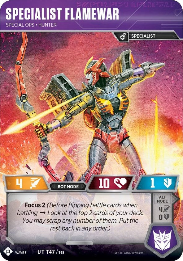 Image for Specialist Flamewar - Special Ops Hunter (War for Cybertron: Siege I) (T47) - Transformers TCG