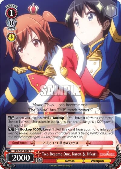 Image for Two Become One, Karen & Hikari (Revue Starlight) (RSL/S56-E042 R) - Weiss Schwarz