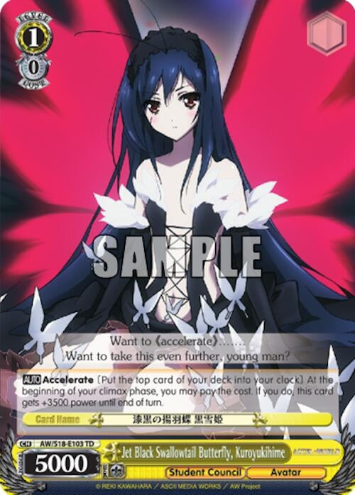 Image for Jet Black Swallowtail Butterfly, Kuroyukihime (Accel World) (AW/S18-E103 TD) - Weiss Schwarz