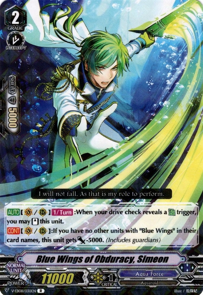 Image for Blue Wings of Obduracy, Simeon (V-EB08: My Glorious Justice) (V-EB08/030EN) - Cardfight Vanguard