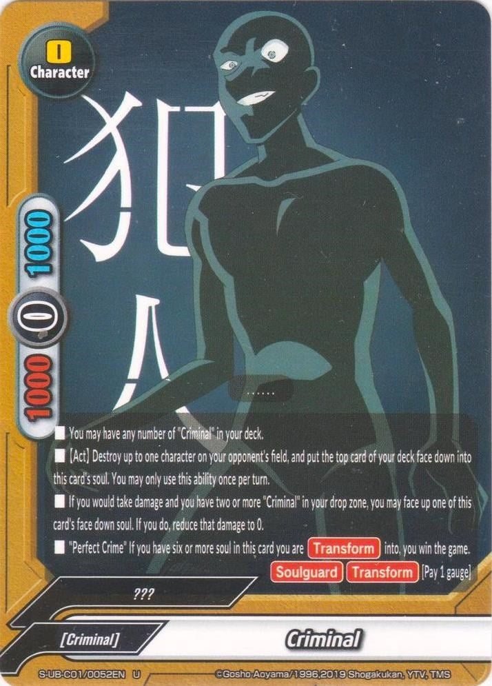 Image for Criminal (D) (S-UB-C01: Case Closed) (S-UB-C01/0052EN) - Future Card BuddyFight
