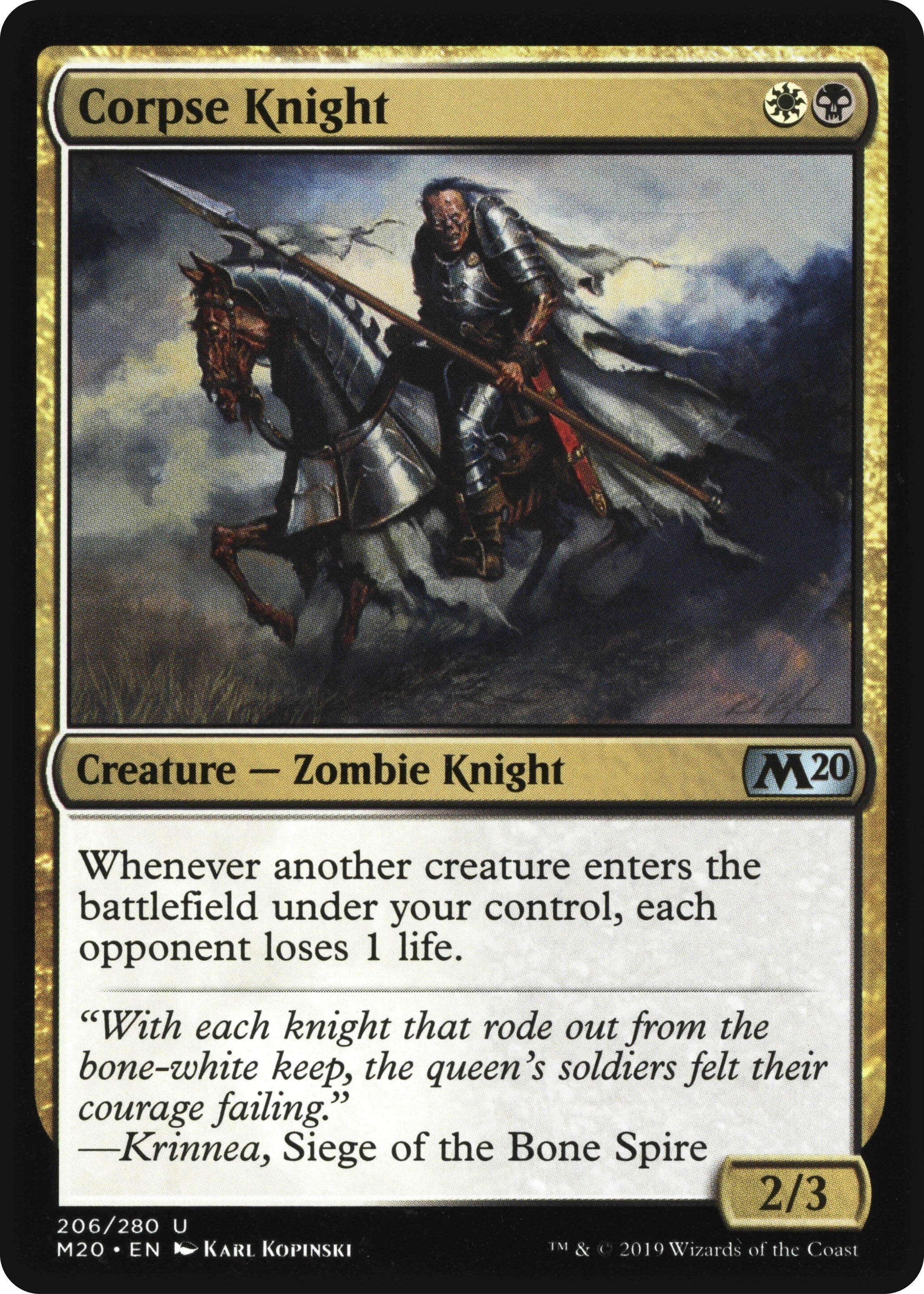 Image for Corpse Knight (2/3 Misprint) (Core Set 2020) (206) - Magic: The Gathering