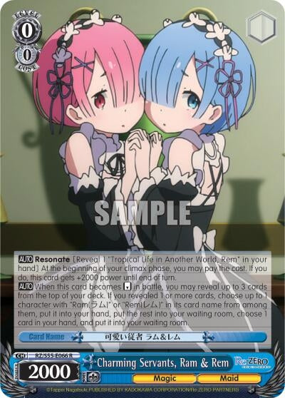 Image for Charming Servants, Ram & Rem (Re:ZERO Vol.2) (RZ/S55-E066 R) - Weiss Schwarz