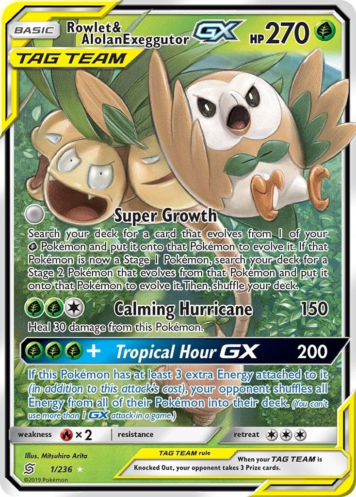 Image for Rowlet & Alolan Exeggutor GX (SM - Unified Minds) (1/236) - Pokemon