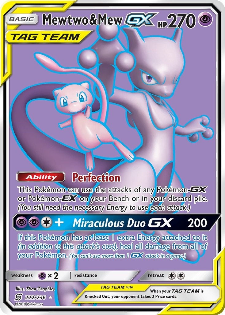 Image for Mewtwo & Mew GX (Full Art) (SM - Unified Minds) (222/236) - Pokemon