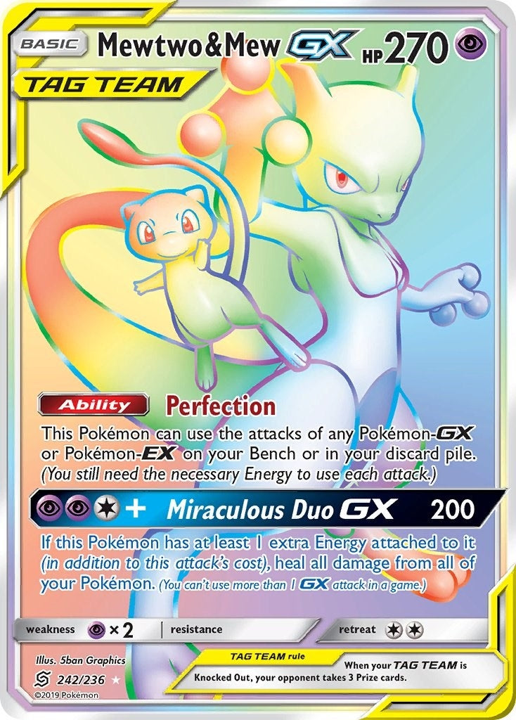 Image for Mewtwo & Mew GX (Secret) (SM - Unified Minds) (242/236) - Pokemon
