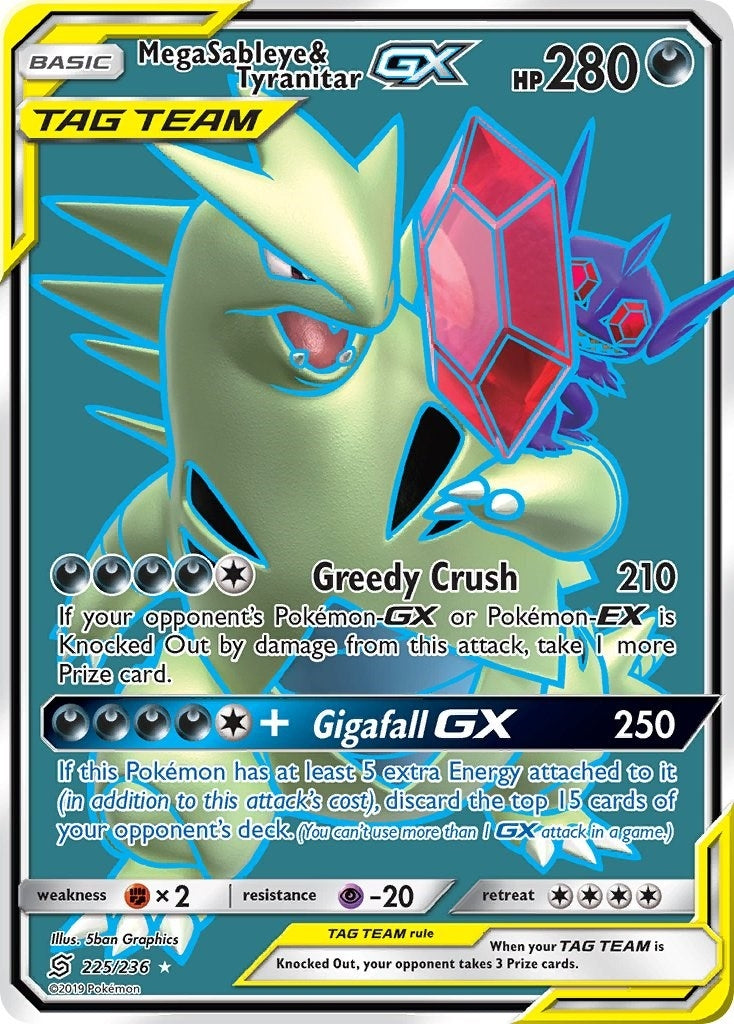 Image for Mega Sableye & Tyranitar GX (Full Art) (SM - Unified Minds) (225/236) - Pokemon