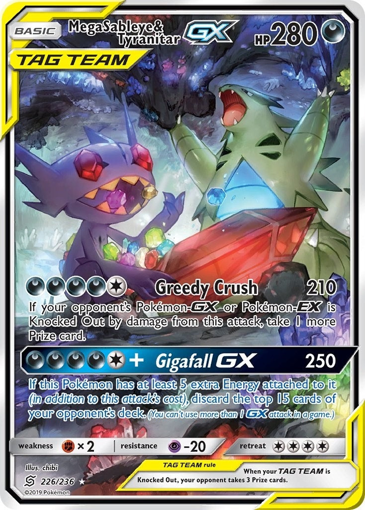 Image for Mega Sableye & Tyranitar GX (Alternate Full Art) (SM - Unified Minds) (226/236) - Pokemon
