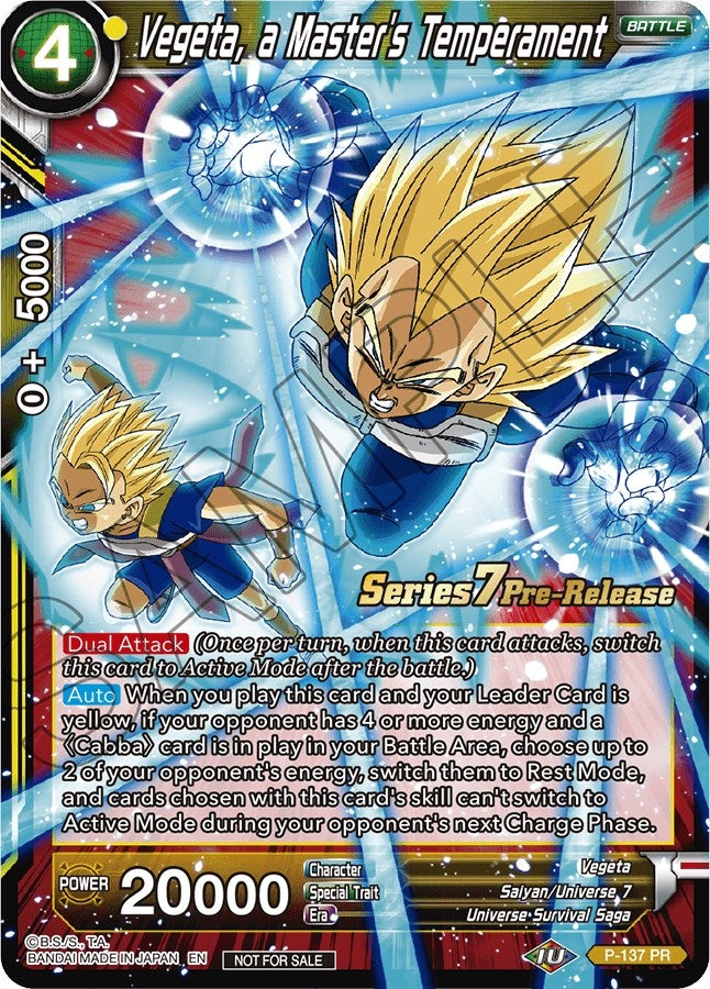 Image for Vegeta, a Master's Temperament (Alt Art) (Promotion Cards) (P-137) - Dragon Ball Super: Masters