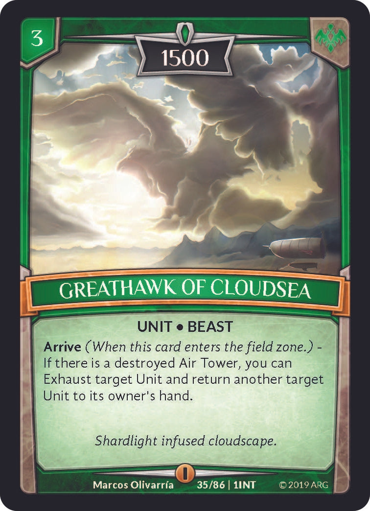Image for Greathawk of Cloudsea (Intro Decks - 2019) (35/86 | 1INT) - Argent Saga TCG