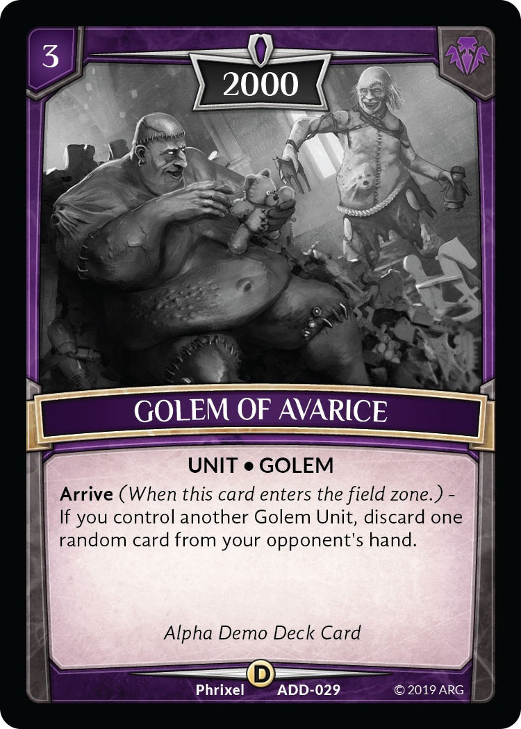 Image for Golem of Avarice (Alpha Demo Intro Decks) (ADD-029) - Argent Saga TCG