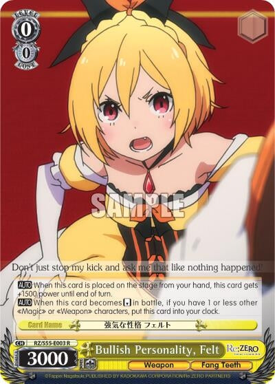 Image for Bullish Personality, Felt (Re:ZERO Vol.2) (RZ/S55-E003 R) - Weiss Schwarz