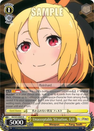 Image for Unacceptable Situation, Felt (Re:ZERO Vol.2) (RZ/S55-E005 R) - Weiss Schwarz