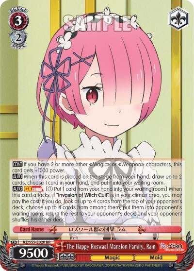 Image for The Happy Roswaal Mansion Family, Ram (Re:ZERO Vol.2) (RZ/S55-E028 RR) - Weiss Schwarz