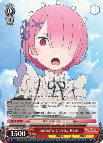 Image for Sister's Crisis, Ram (Re:ZERO Vol.2) (RZ/S55-E029 R) - Weiss Schwarz