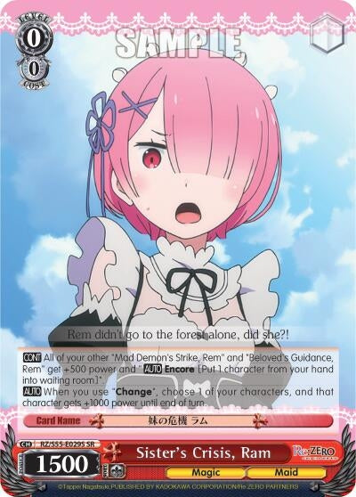 Image for Sister's Crisis, Ram (SR) (Re:ZERO Vol.2) (RZ/S55-E029S SR) - Weiss Schwarz