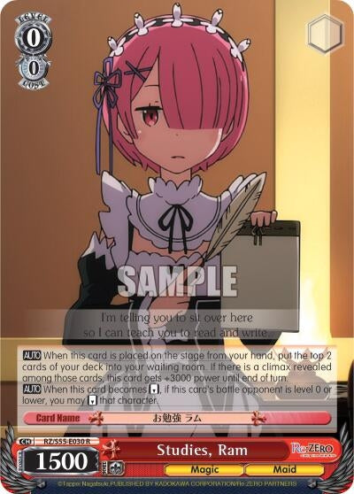 Image for Studies, Ram (Re:ZERO Vol.2) (RZ/S55-E030 R) - Weiss Schwarz