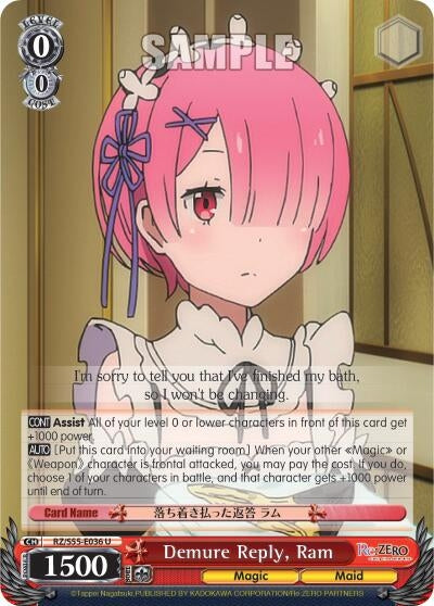 Image for Demure Reply, Ram (Re:ZERO Vol.2) (RZ/S55-E036 U) - Weiss Schwarz