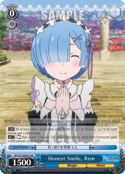 Image for Honest Smile, Rem (SR) (Re:ZERO Vol.2) (RZ/S55-E063S SR) - Weiss Schwarz