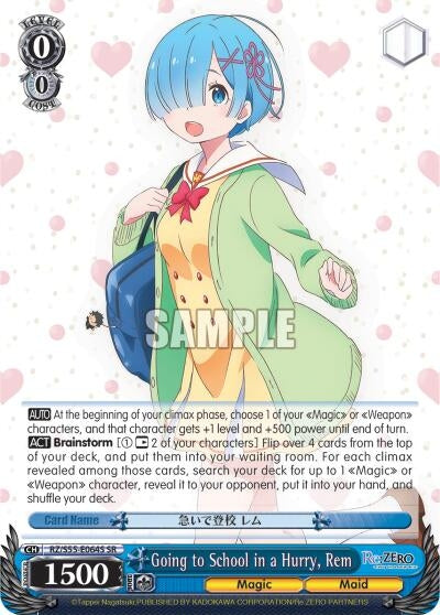 Image for Going to School in a Hurry, Rem (SR) (Re:ZERO Vol.2) (RZ/S55-E064S SR) - Weiss Schwarz