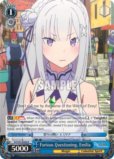 Image for Furious Questioning, Emilia (Re:ZERO Vol.2) (RZ/S55-E069 R) - Weiss Schwarz
