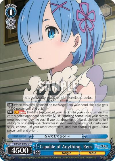 Image for Capable of Anything, Rem (Re:ZERO Vol.2) (RZ/S55-E077 U) - Weiss Schwarz