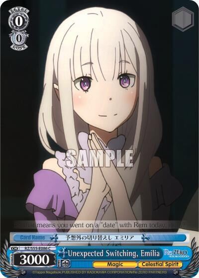 Image for Unexpected Switching, Emilia (Re:ZERO Vol.2) (RZ/S55-E086 C) - Weiss Schwarz