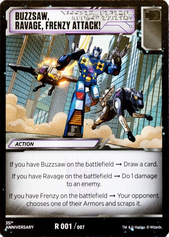 Image for Buzzsaw, Ravage, Frenzy Attack! (Blaster VS Soundwave Box Set 35th Anniversary Edition) (001) - Transformers TCG