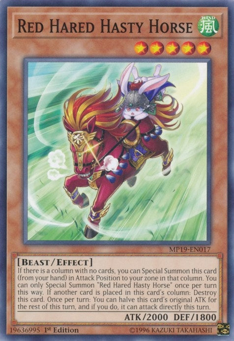 Image for Red Hared Hasty Horse (2019 Gold Sarcophagus Tin Mega Pack) (MP19-EN017) - YuGiOh