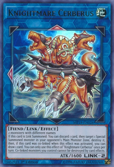 Image for Knightmare Cerberus (2019 Gold Sarcophagus Tin Mega Pack) (MP19-EN026) - YuGiOh