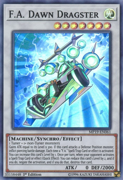 Image for F.A. Dawn Dragster (2019 Gold Sarcophagus Tin Mega Pack) (MP19-EN061) - YuGiOh