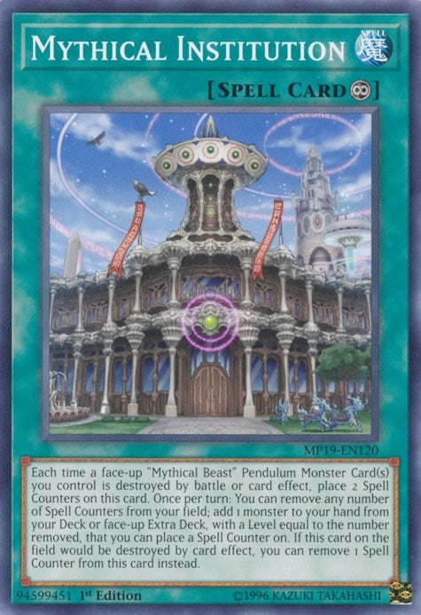Image for Mythical Institution (2019 Gold Sarcophagus Tin Mega Pack) (MP19-EN120) - YuGiOh