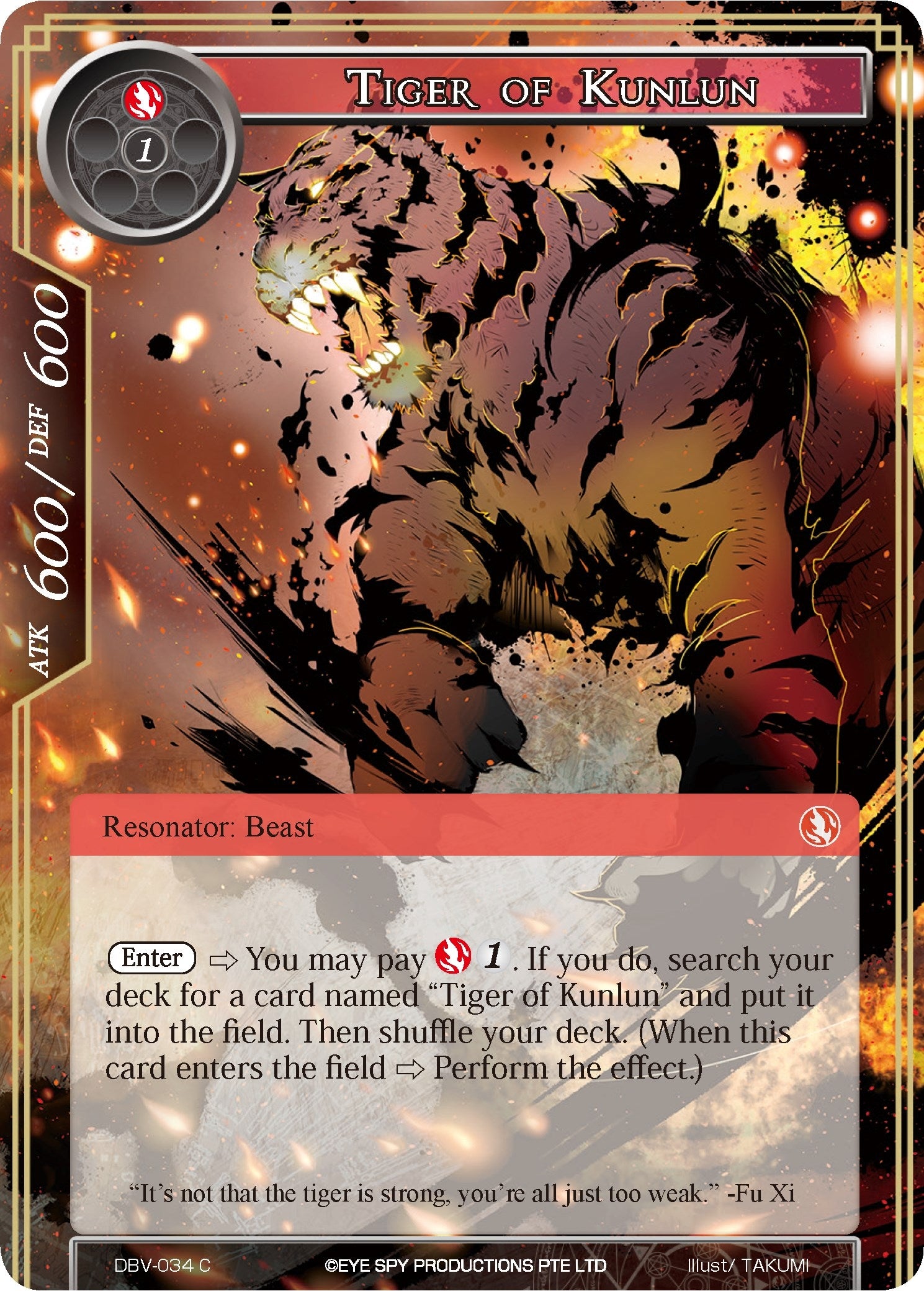 Image for Tiger of Kunlun (The Decisive Battle of Valhalla) (DBV-034) - Force of Will