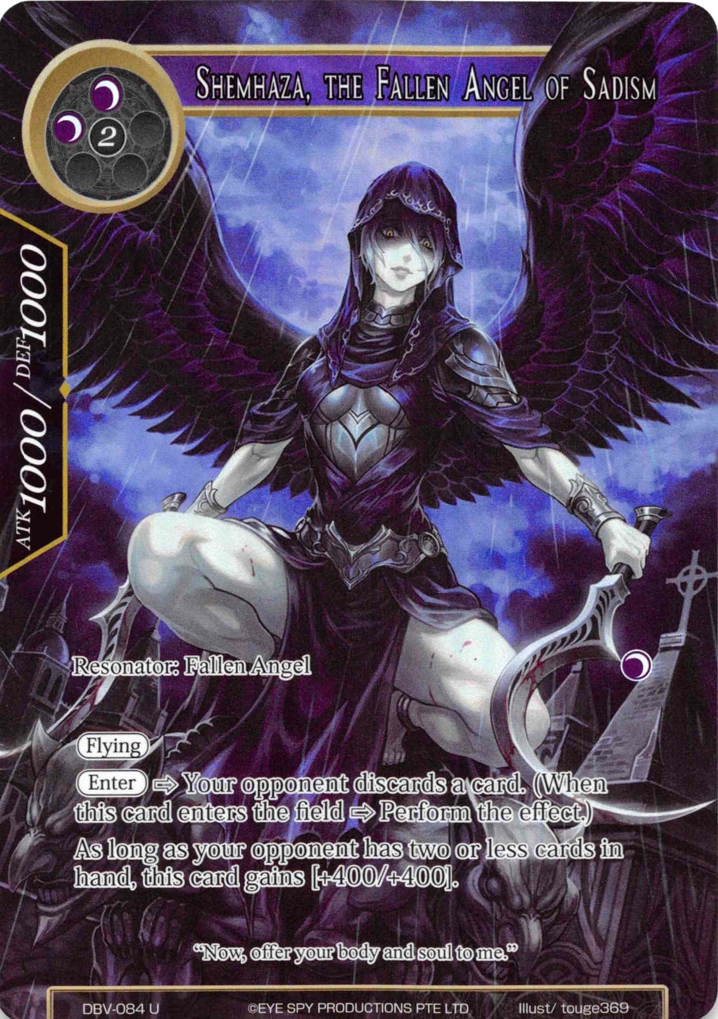 Image for Shemhaza, the Fallen Angel of Sadism (Full Art) (The Decisive Battle of Valhalla) (DBV-084) - Force of Will