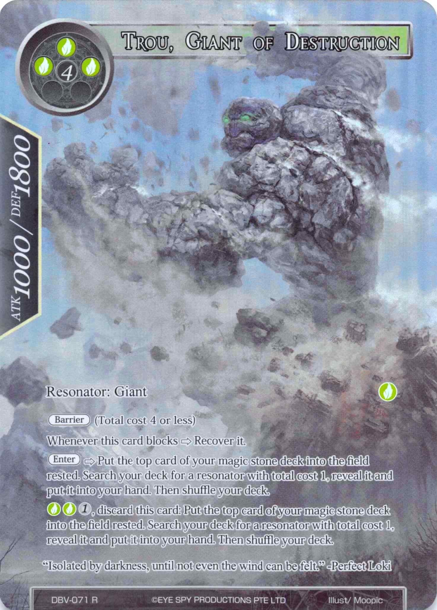 Image for Trou, Giant of Destruction (Full Art) (The Decisive Battle of Valhalla) (DBV-071) - Force of Will