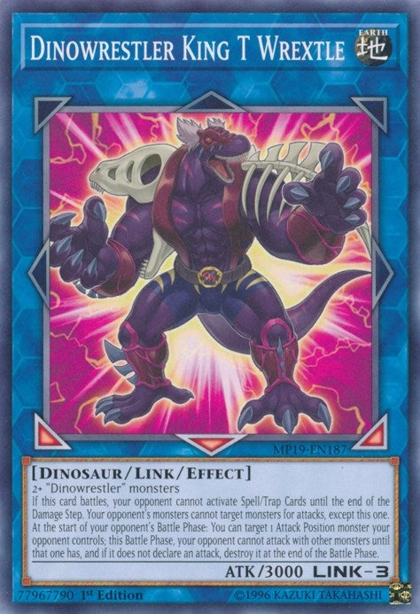 Image for Dinowrestler King T Wrextle (2019 Gold Sarcophagus Tin Mega Pack) (MP19-EN187) - YuGiOh