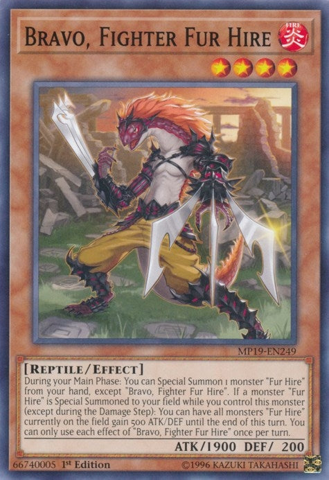 Image for Bravo, Fighter Fur Hire (2019 Gold Sarcophagus Tin Mega Pack) (MP19-EN249) - YuGiOh